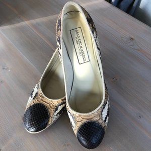 Saks Fifth Avenue Snakeskin Pattern Multi-color Leather Pumps